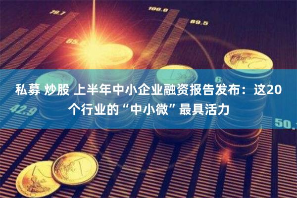 私募 炒股 上半年中小企業融資報告發布：這20個行業的“中小微”最具活力